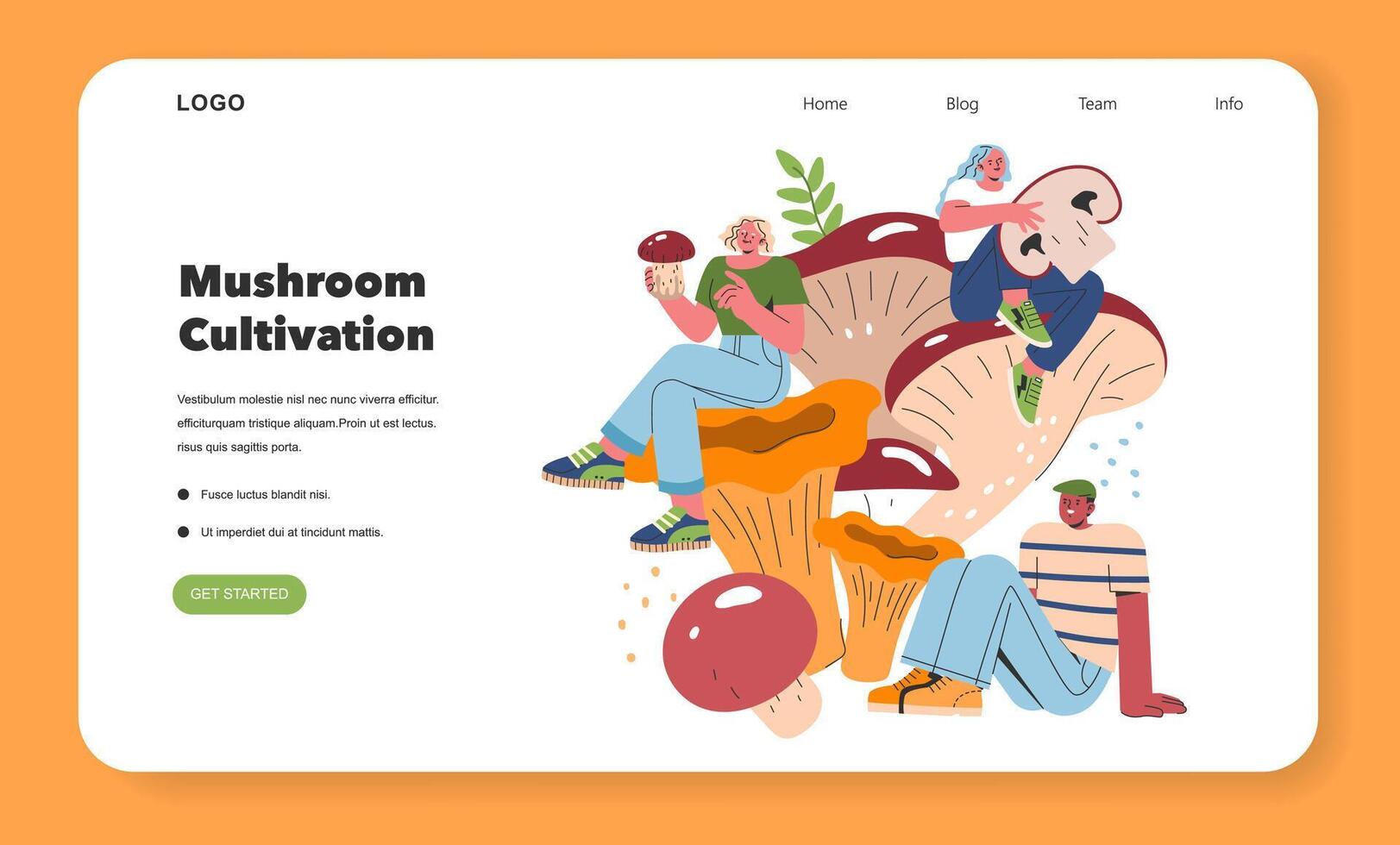 Mushroom Cultivation. Flat Illustration vector