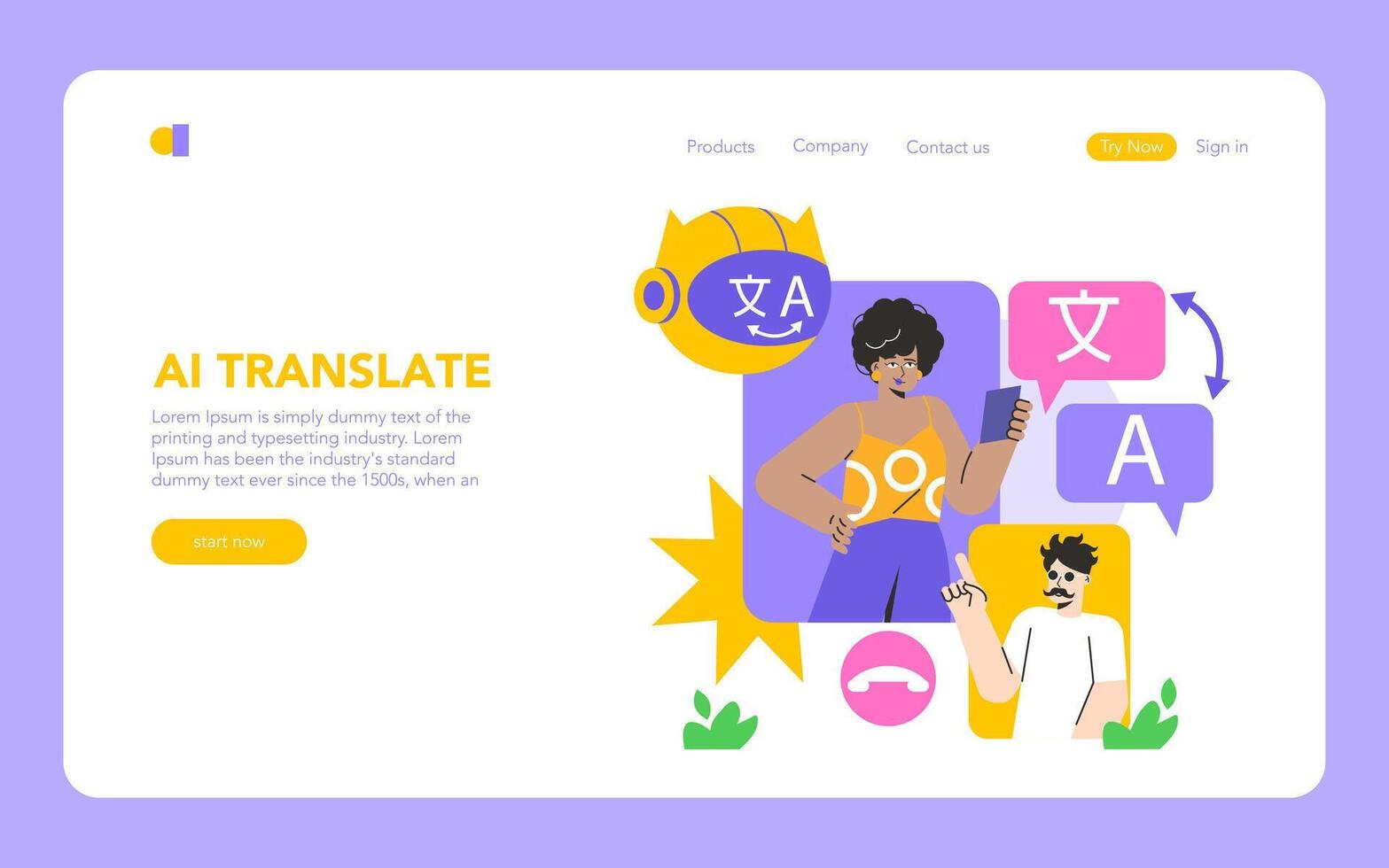 Mobile AI. Flat Illustration vector