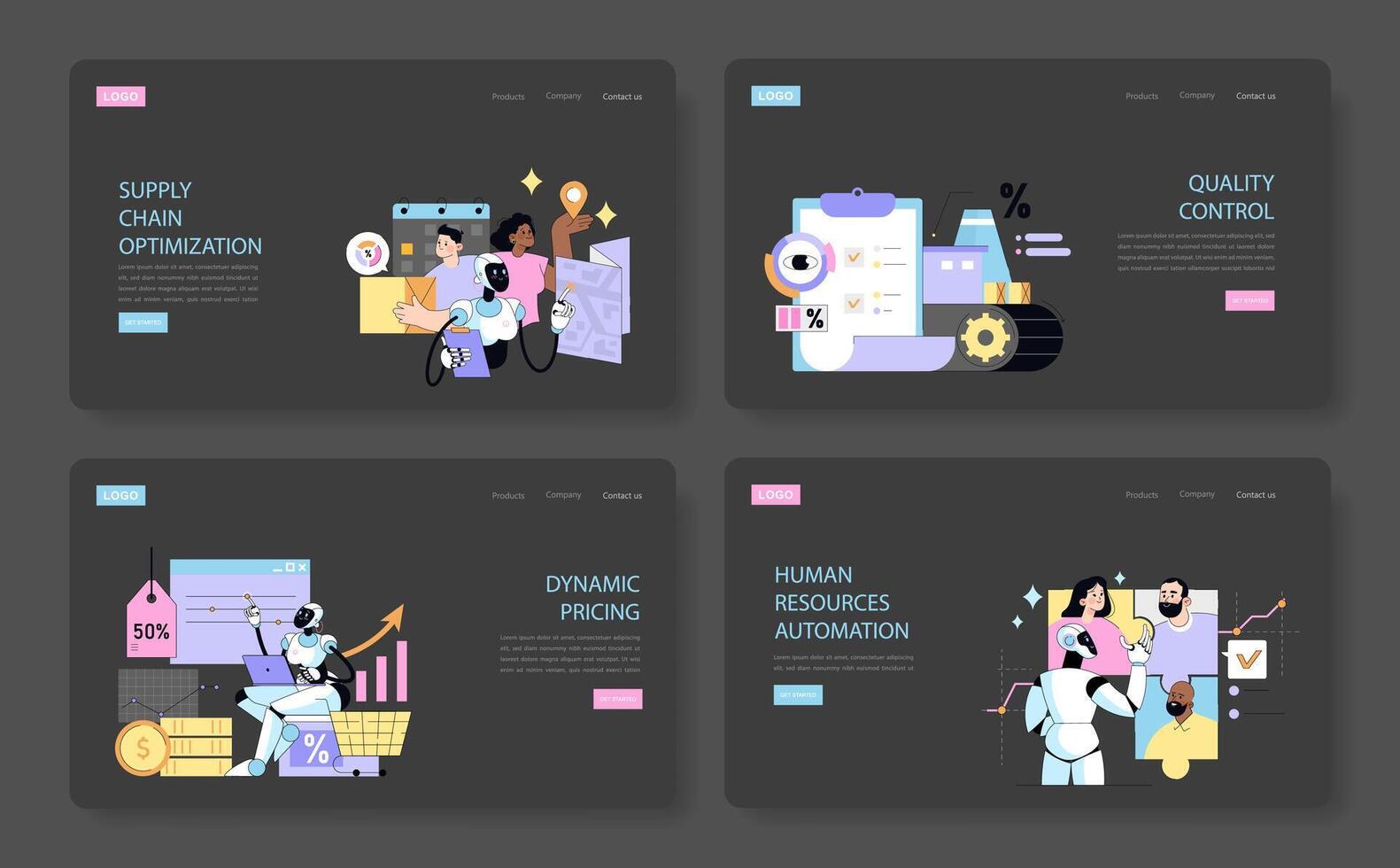 Artificial intelligence in business. Flat Illustration vector