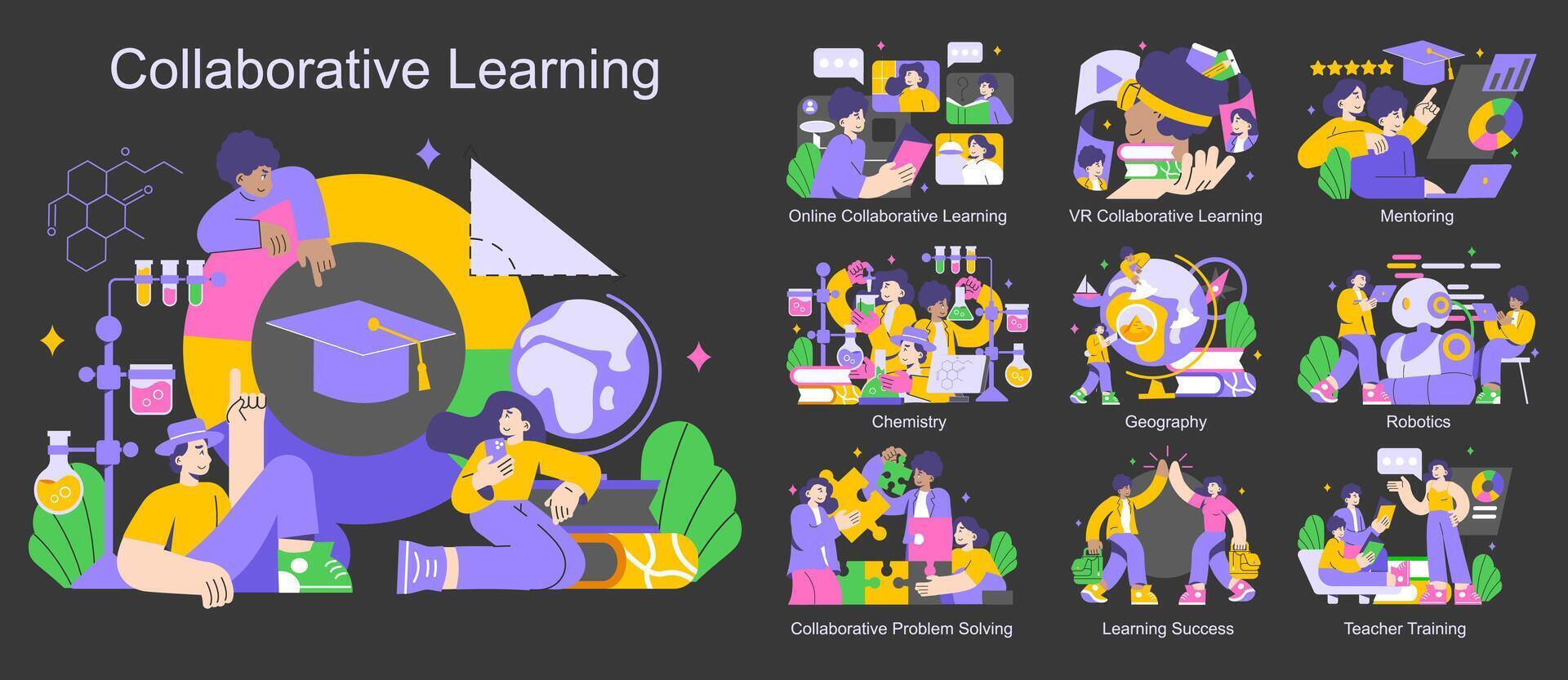 Collaborative Learning. Flat Illustration vector