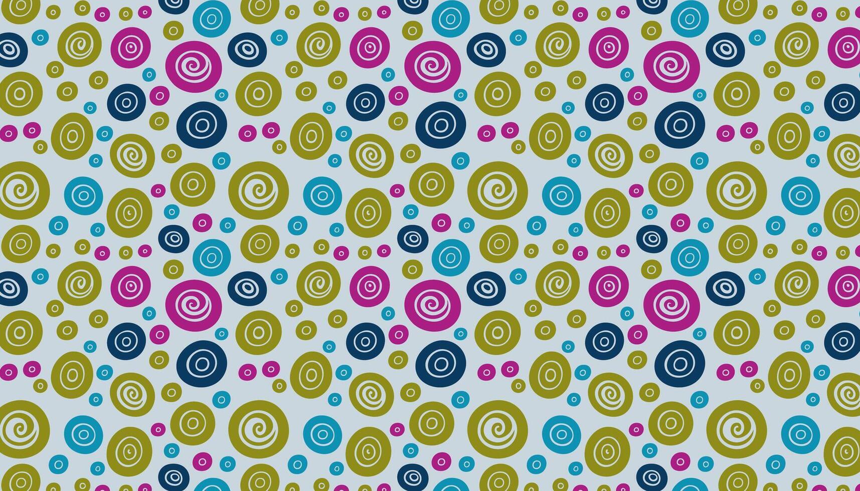 Pattern with colorful circles. Linear spiral illustration. Green and blue swirl round circles background. vector