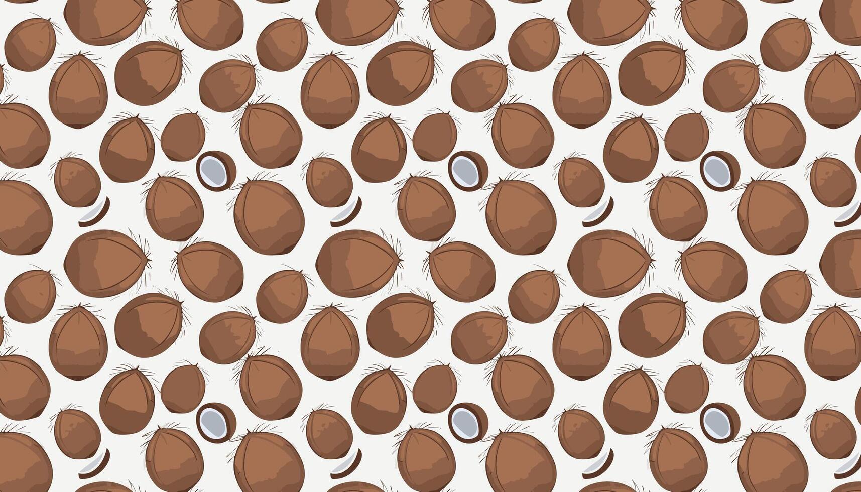 Seamless pattern with coconuts on a white background. vector