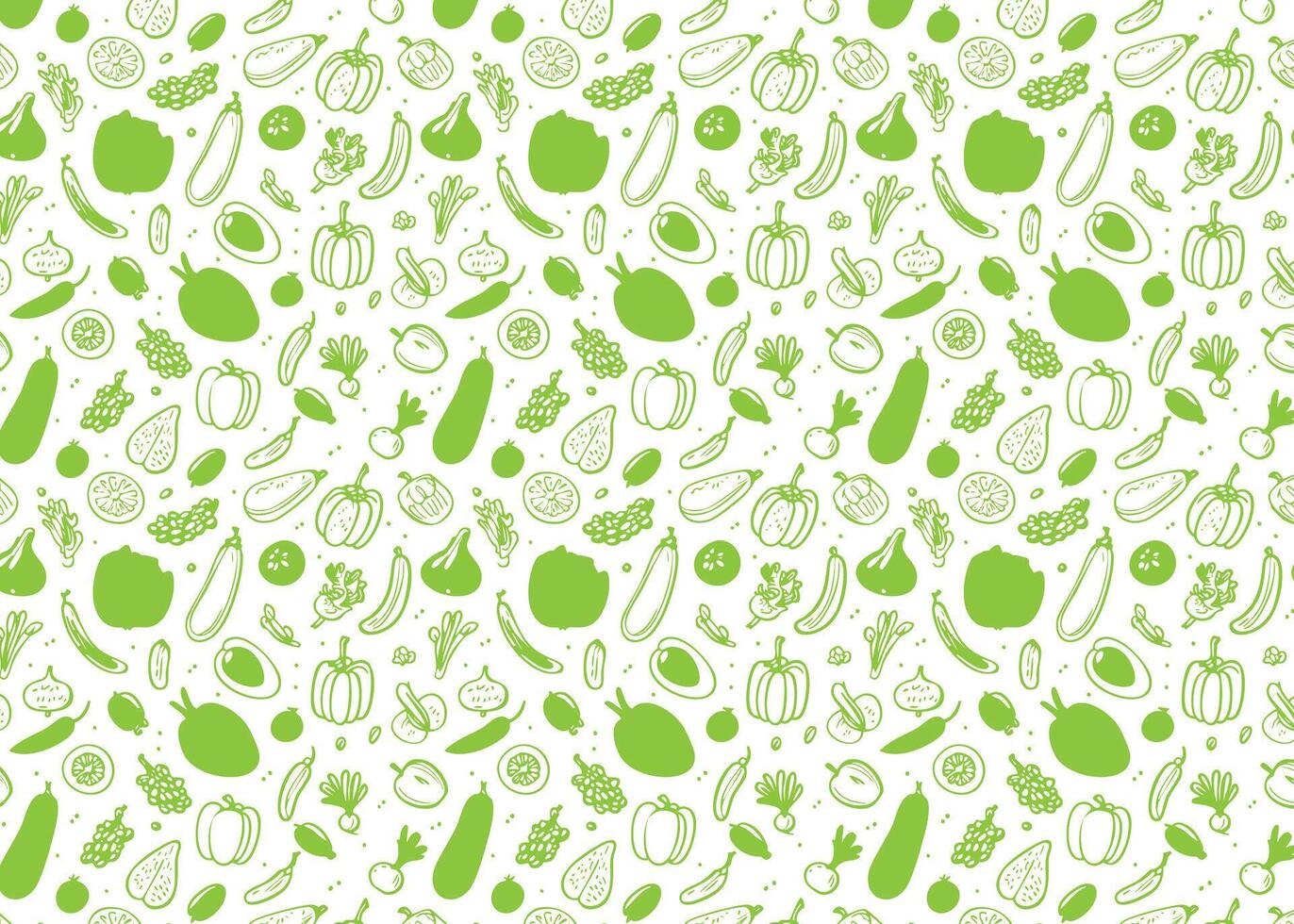 Vegetables and fruits seamless pattern vector