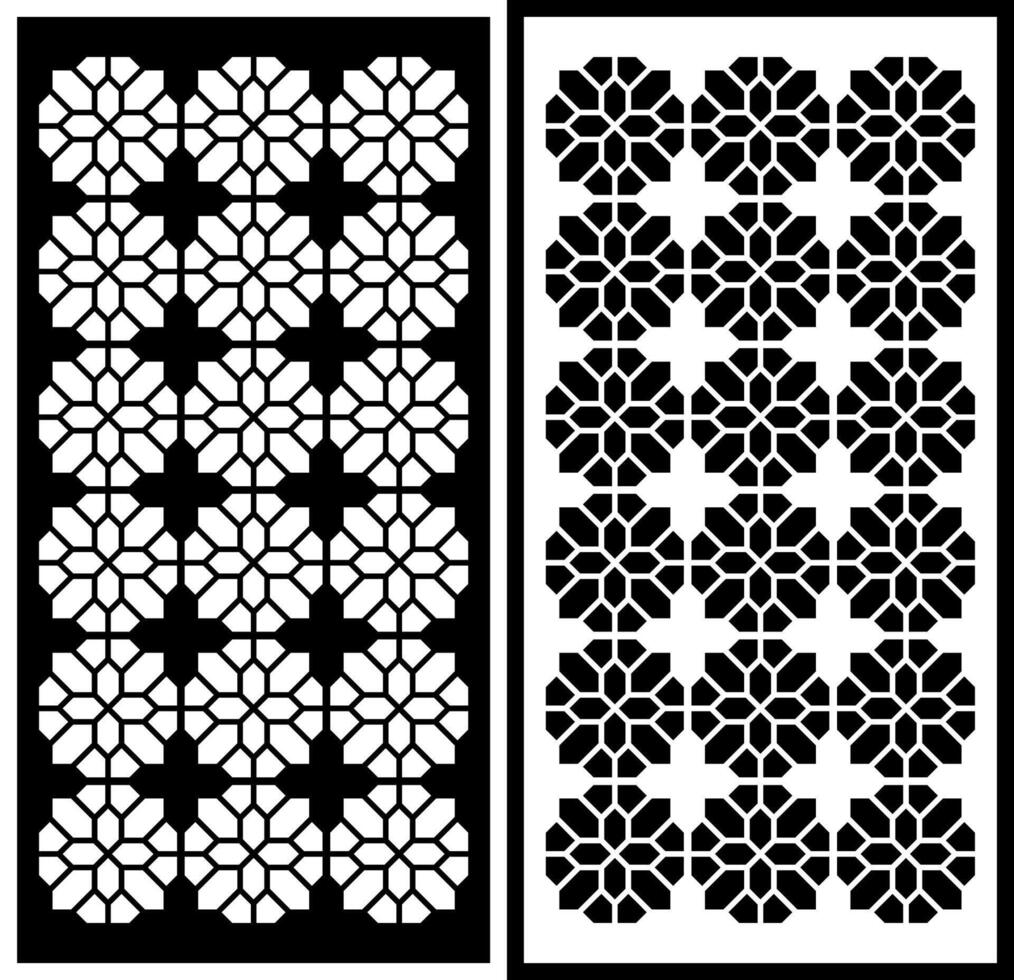 Motif Cutting Laser Flowers abstract for partition fences facade and seamless pattern vector