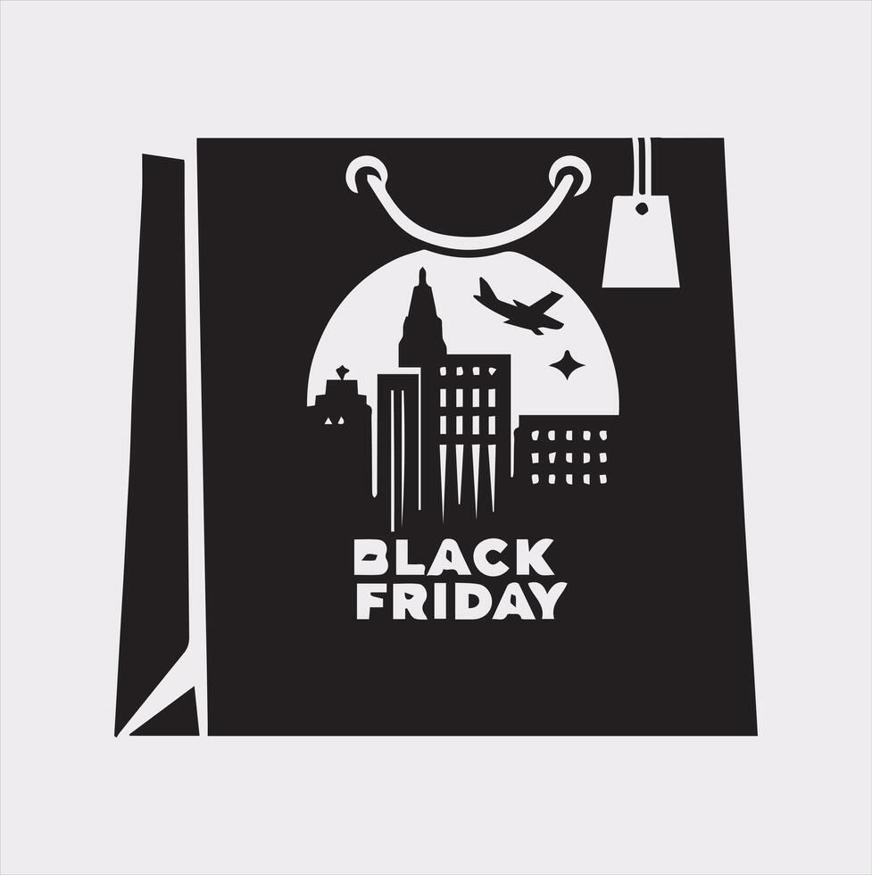 black Friday Shopping bag silhouette on a white background vector
