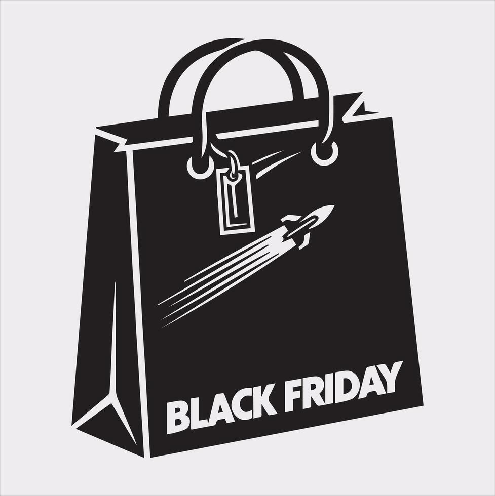 black Friday Shopping bag silhouette on a white background vector