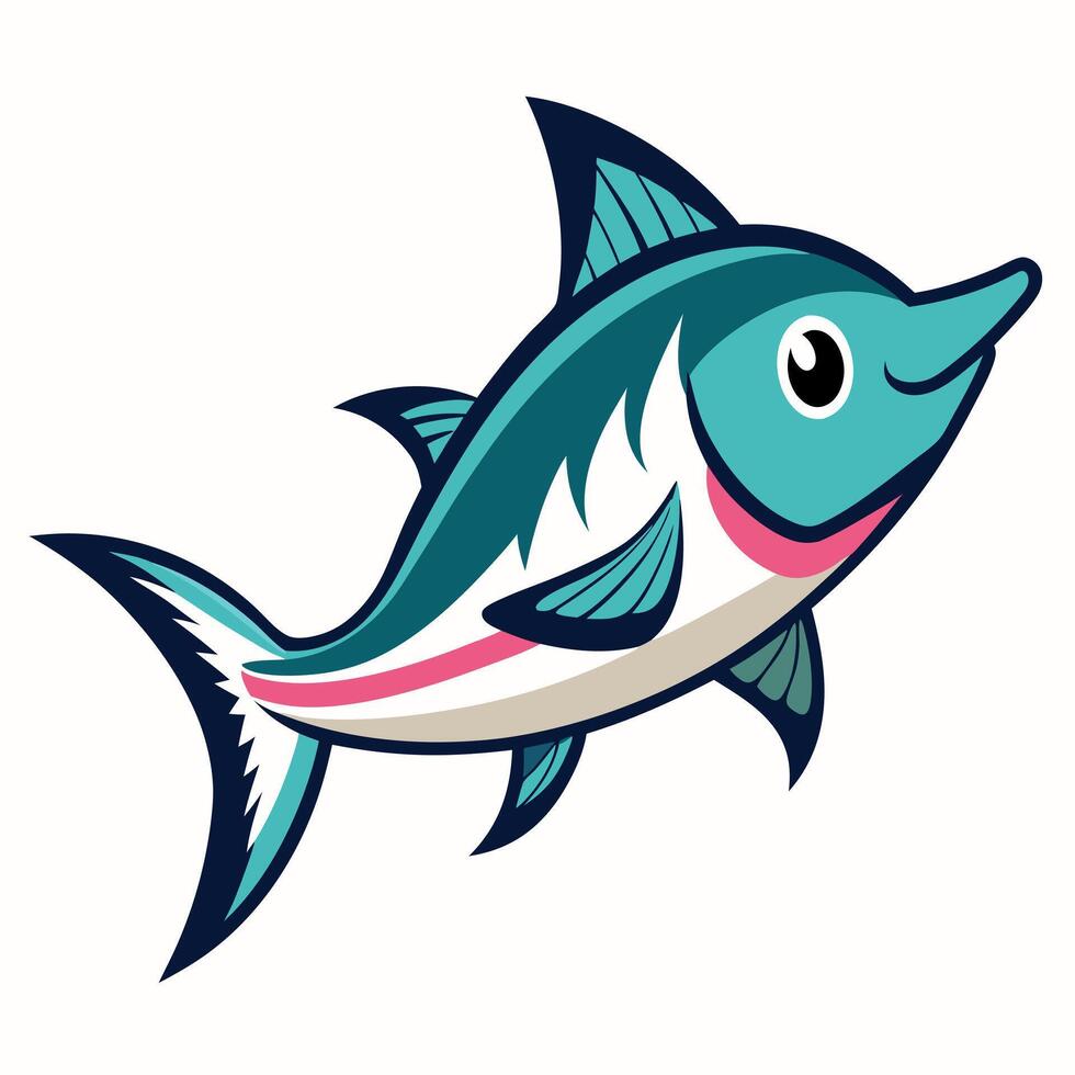 Drum Fish flies kawaii vector