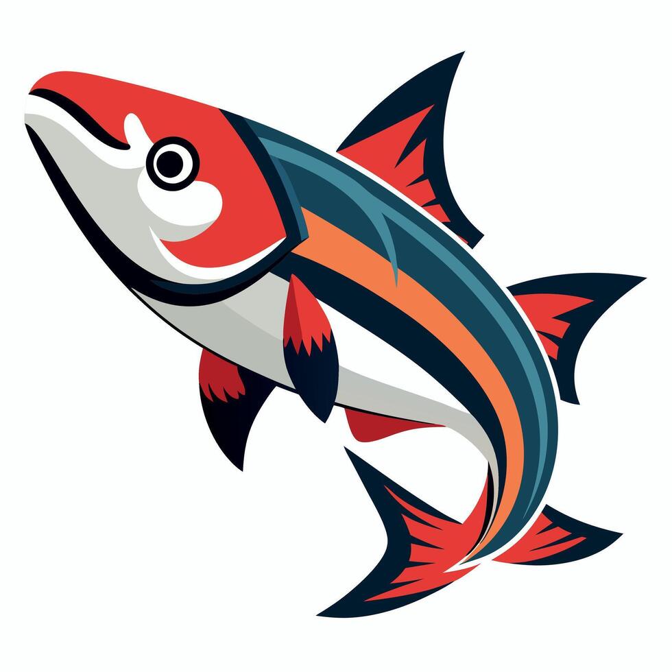 Drum Fish stands kawaii vector