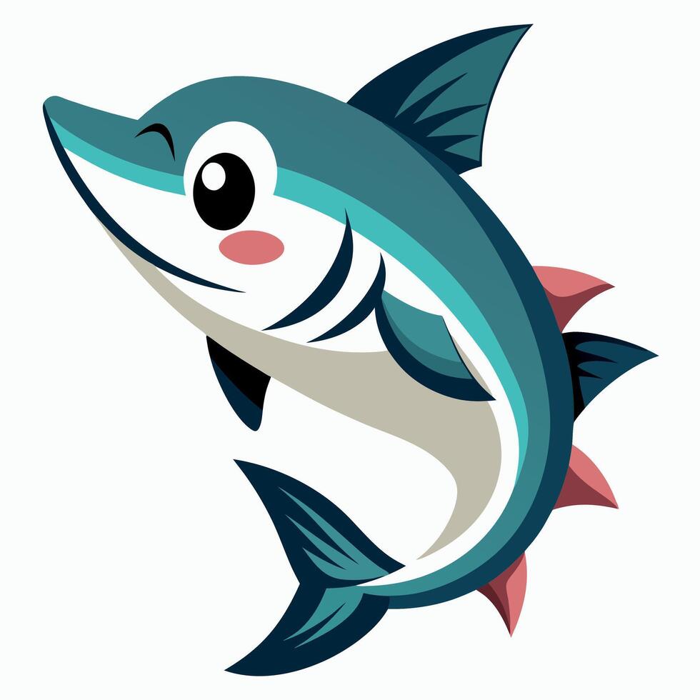 Drum Fish jumps kawaii vector