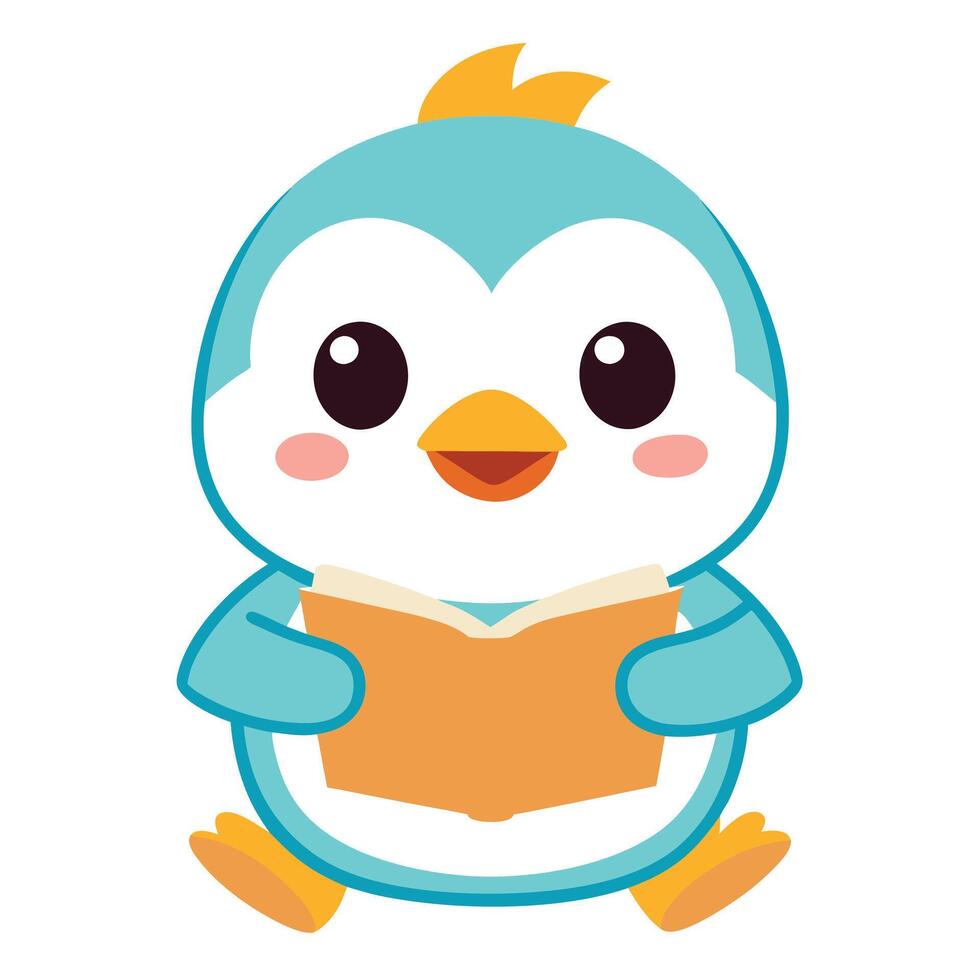 Duck learns kawaii vector