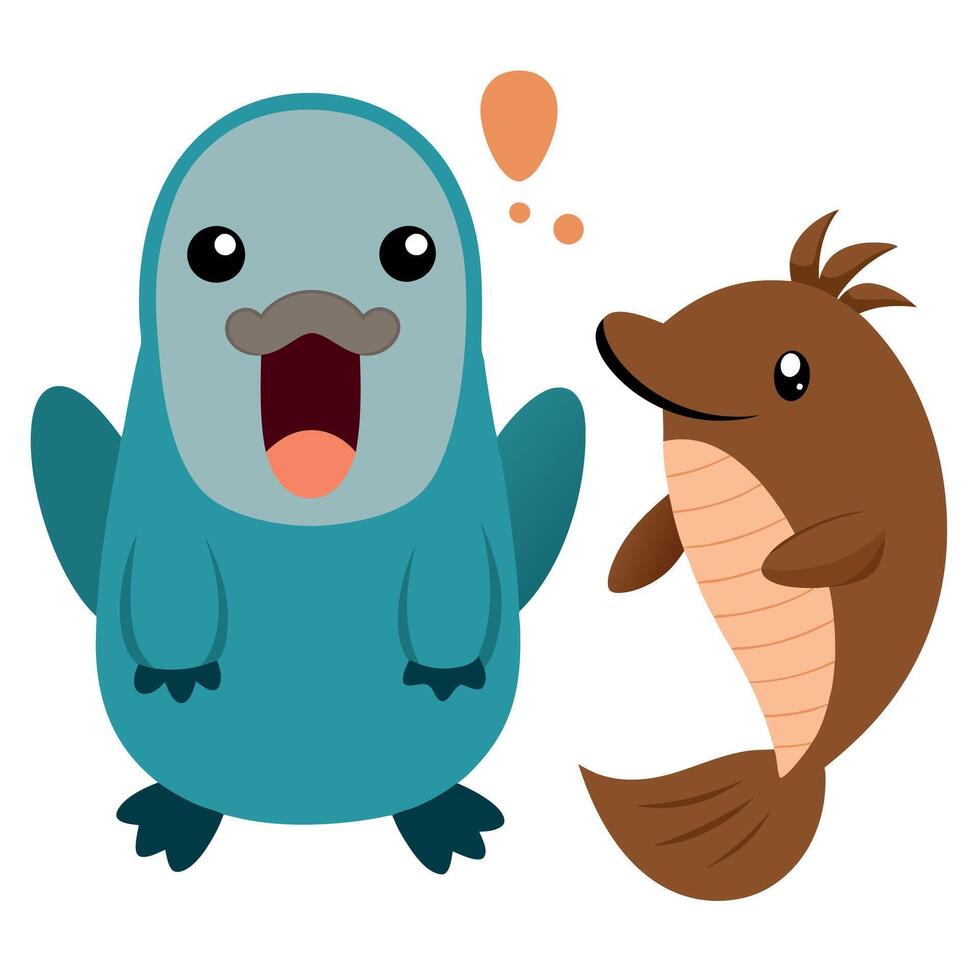 Duck-Billed Platypus beaver speaks kawaii vector