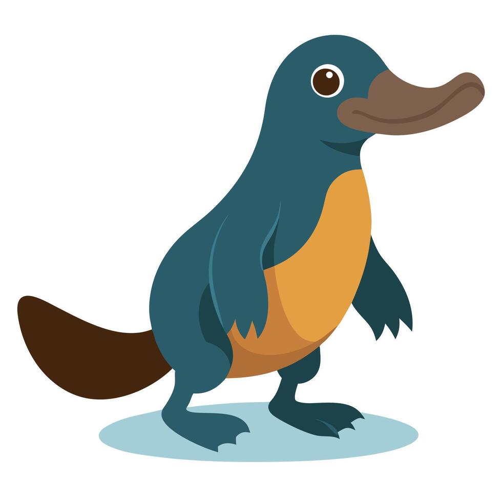 Duck-Billed Platypus beaver walks kawaii vector