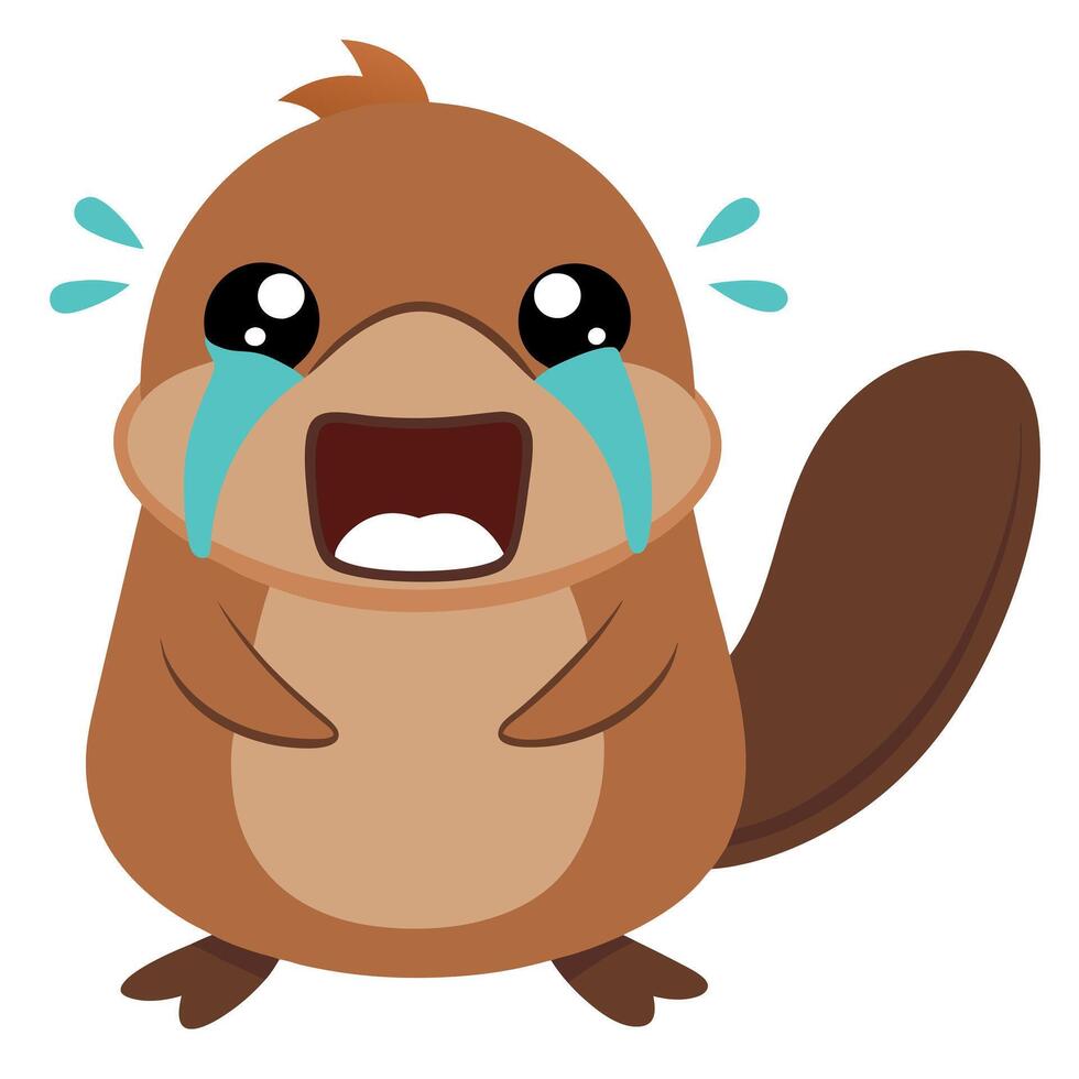 Duck-Billed Platypus beaver cries kawaii vector