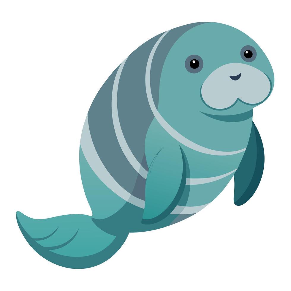 Dugong seal fish knocks kawaii vector