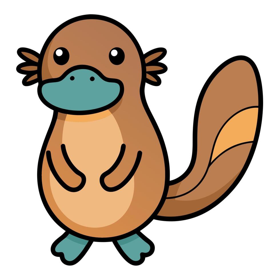 Duck-Billed Platypus beaver flies kawaii vector