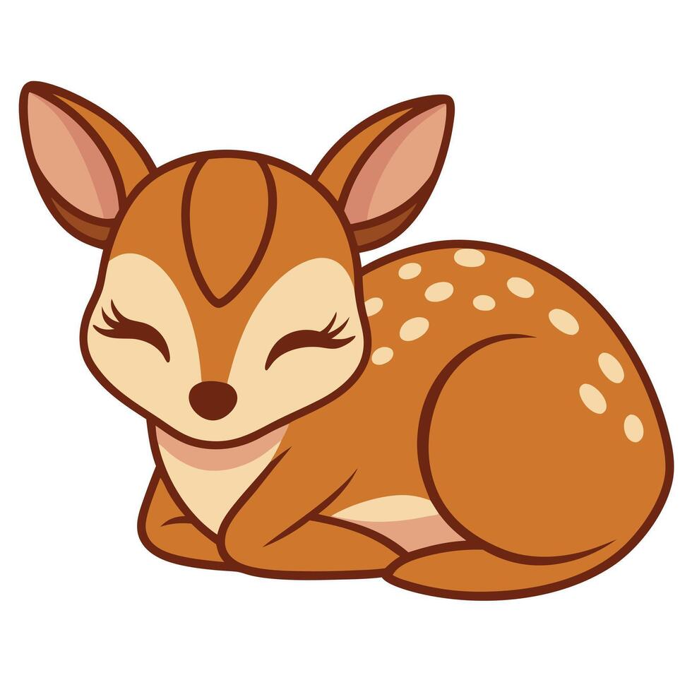 Duiker deer sleeps kawaii vector