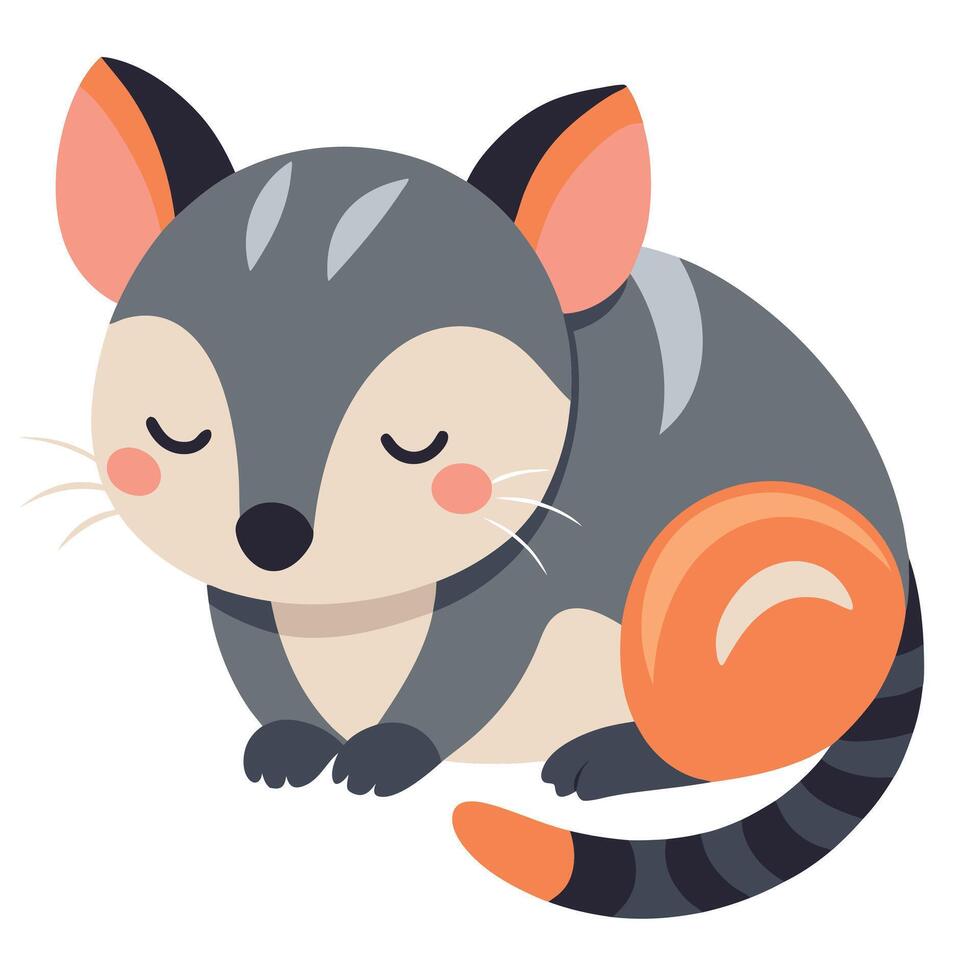 Dunnart rodent sleeps kawaii vector