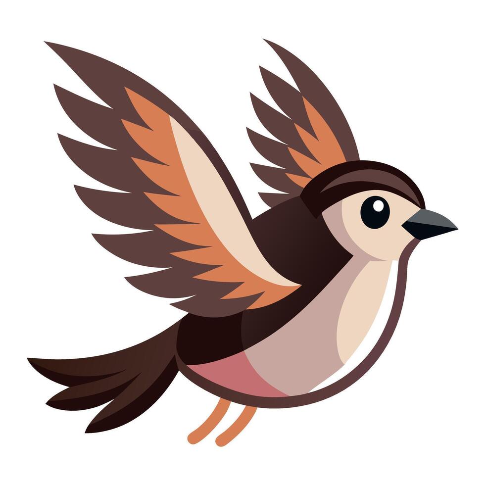 Dusky Seaside Sparrow bird flies kawaii vector