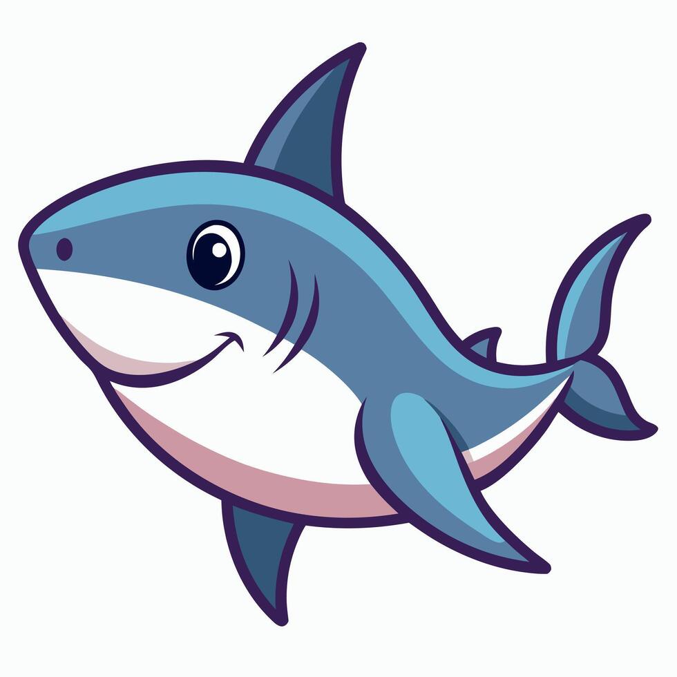 Dusky Shark fish sits kawaii vector