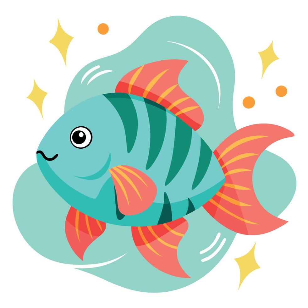 Dwarf Gourami fish reading kawaii vector