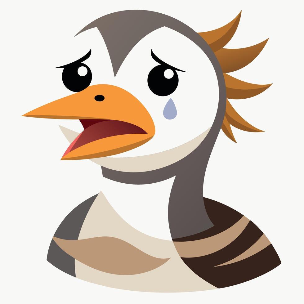 Eared Grebe duck cries kawaii vector