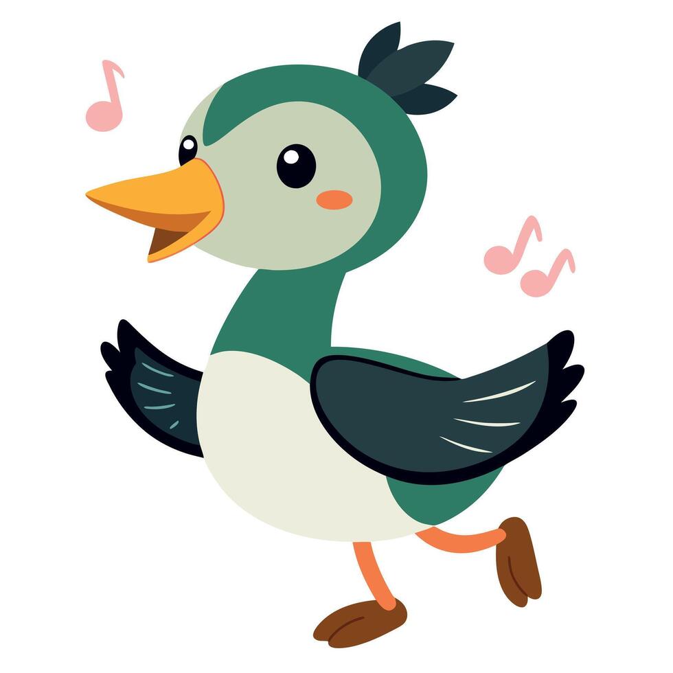 Eared Grebe duck dancing kawaii vector
