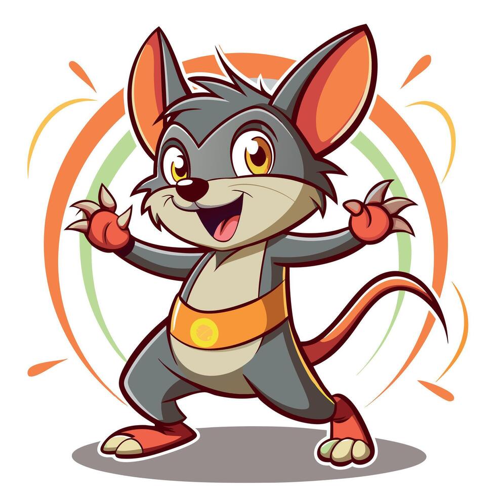 Eastern Bandicoot rodent dancing kawaii vector