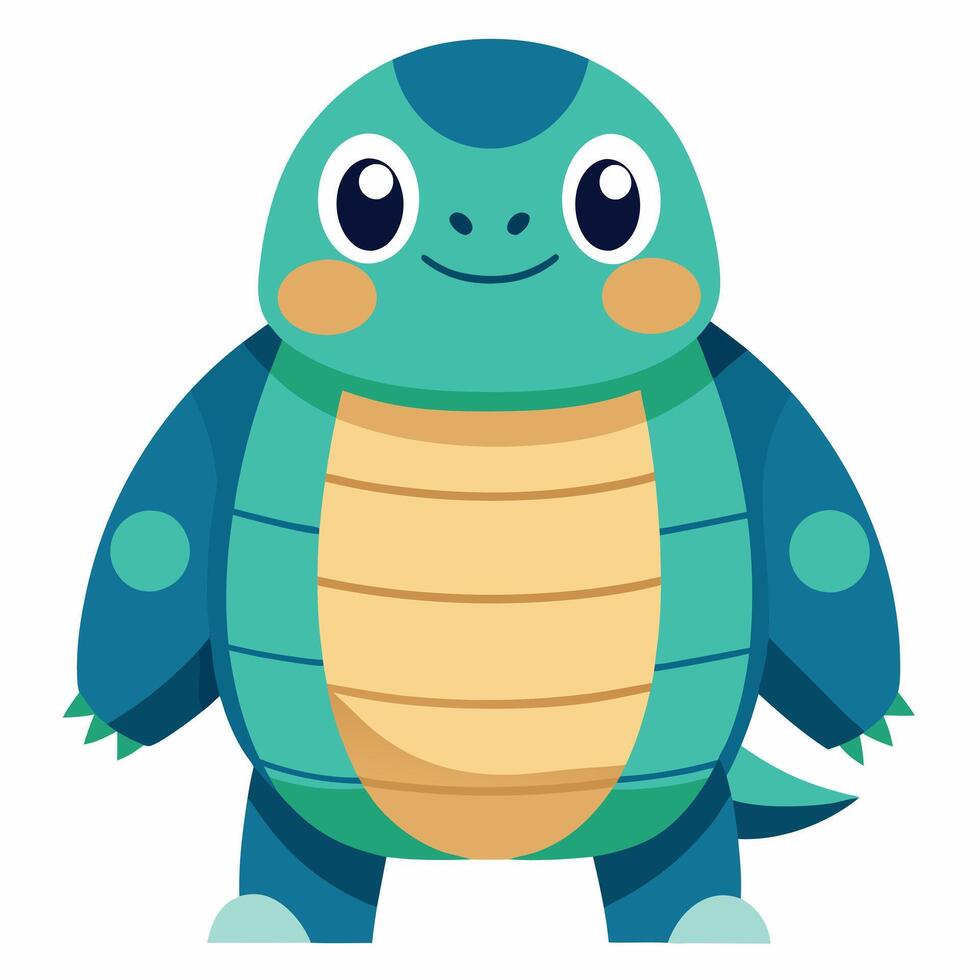 Eastern Box Turtle stands kawaii vector