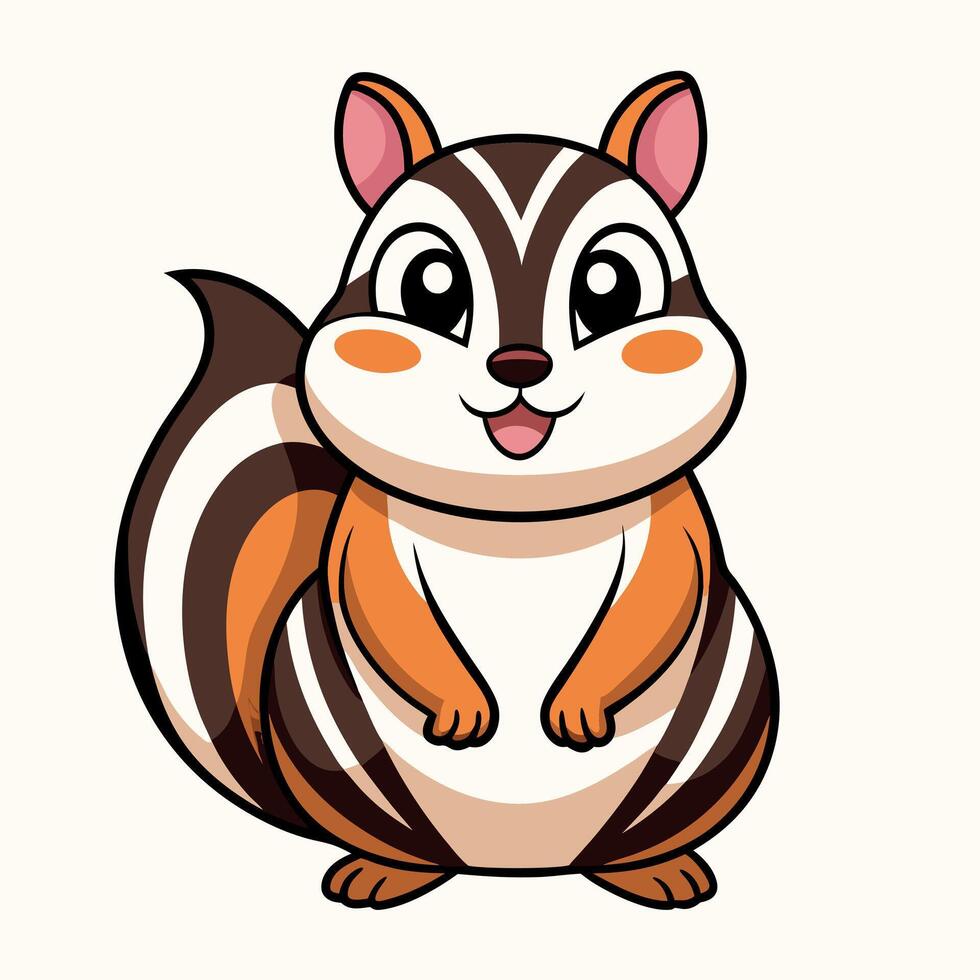 Eastern Chipmunk rodent goes kawaii vector