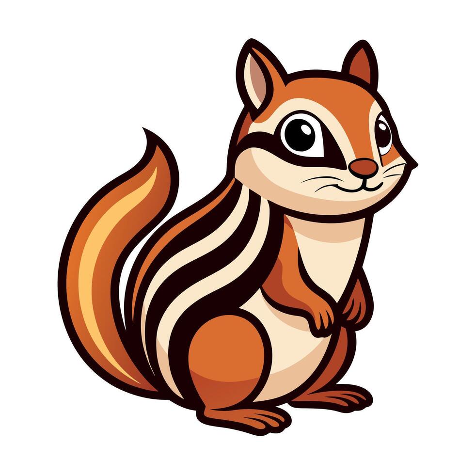 Eastern Chipmunk rodent lies kawaii vector
