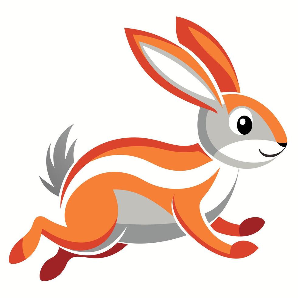 Eastern Cottontail rabbit runs kawaii vector