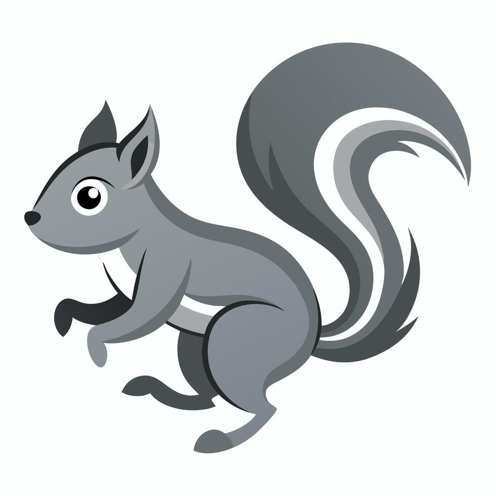Eastern Gray Squirrel runs kawaii vector
