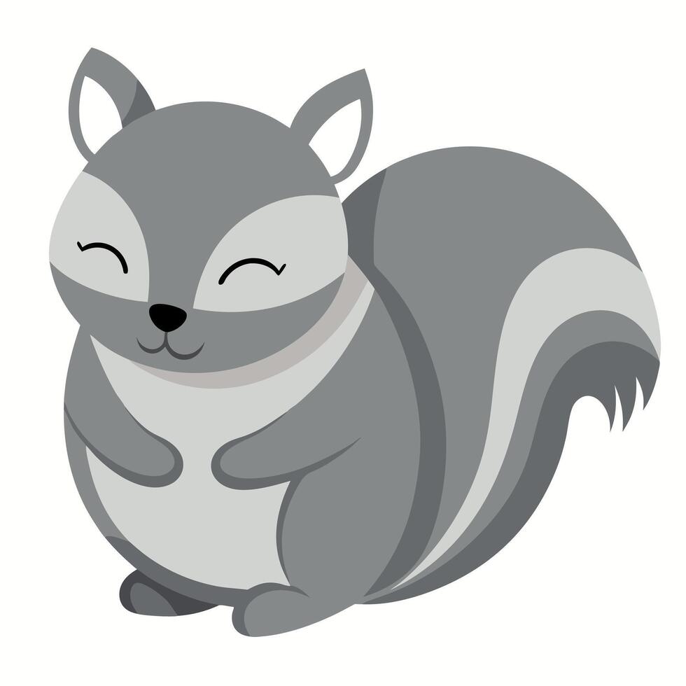 Eastern Gray Squirrel sleeps kawaii vector