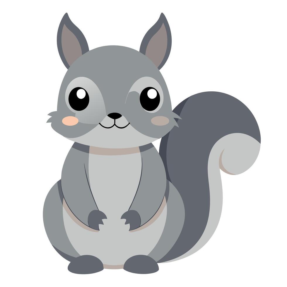 Eastern Gray Squirrel sits kawaii vector