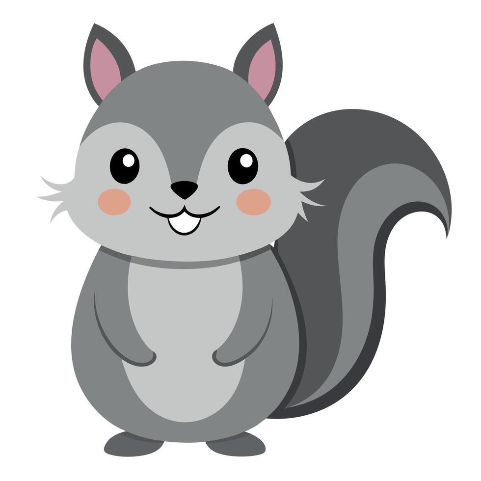 Eastern Gray Squirrel smiles kawaii vector