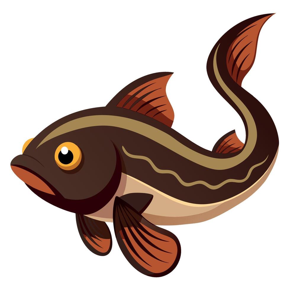 Eelpout fish looks kawaii vector