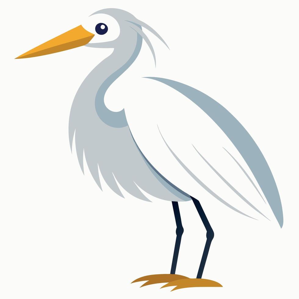 Egret bird stands kawaii vector