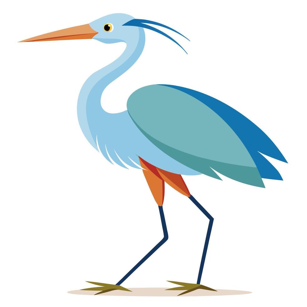 Egret bird walks kawaii vector
