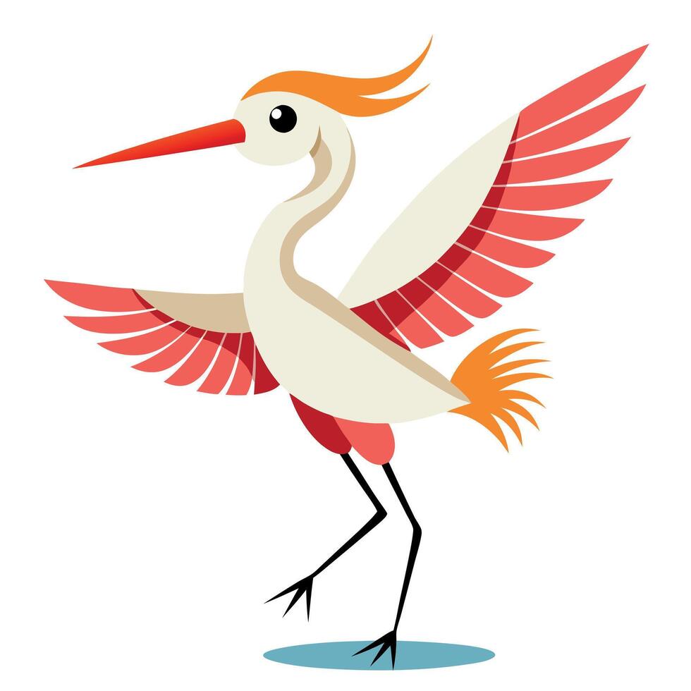 Egret bird dancing kawaii vector