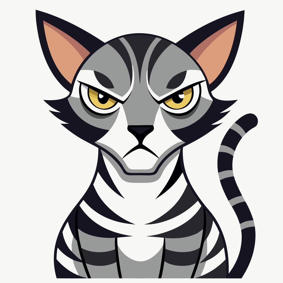 Egyptian Mau cat angry kawaii vector
