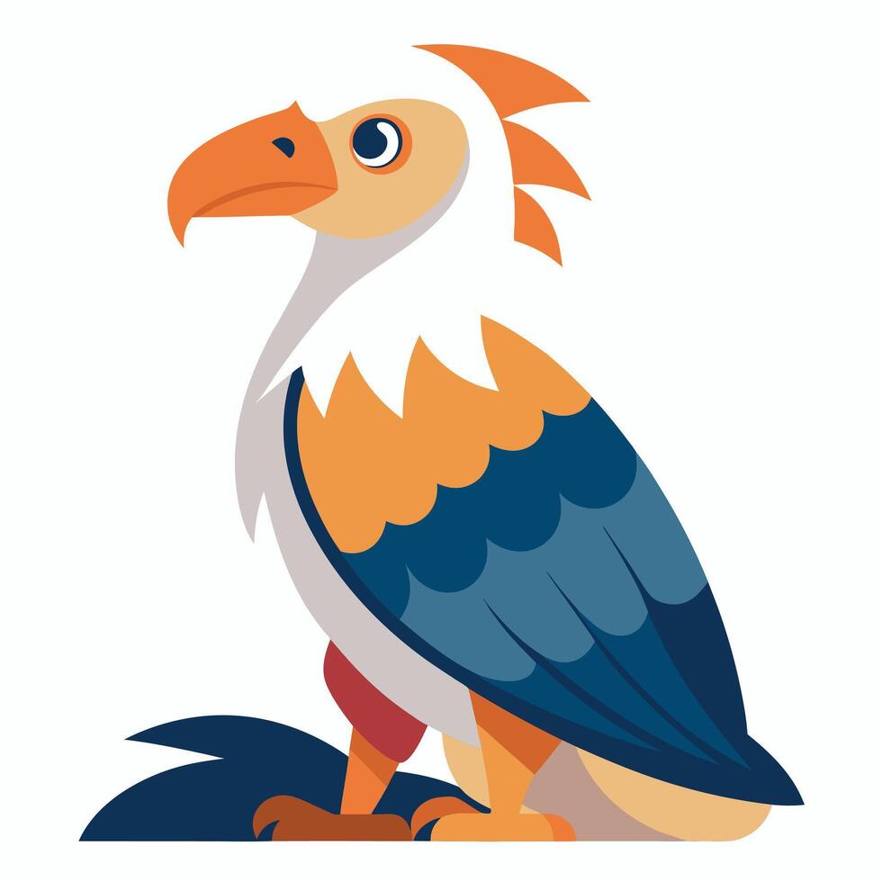 Egyptian Vulture bird sits kawaii vector