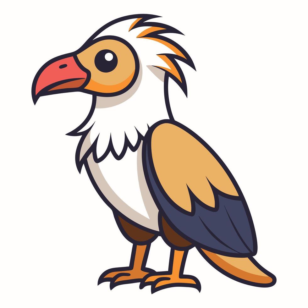 Egyptian Vulture bird stands kawaii vector