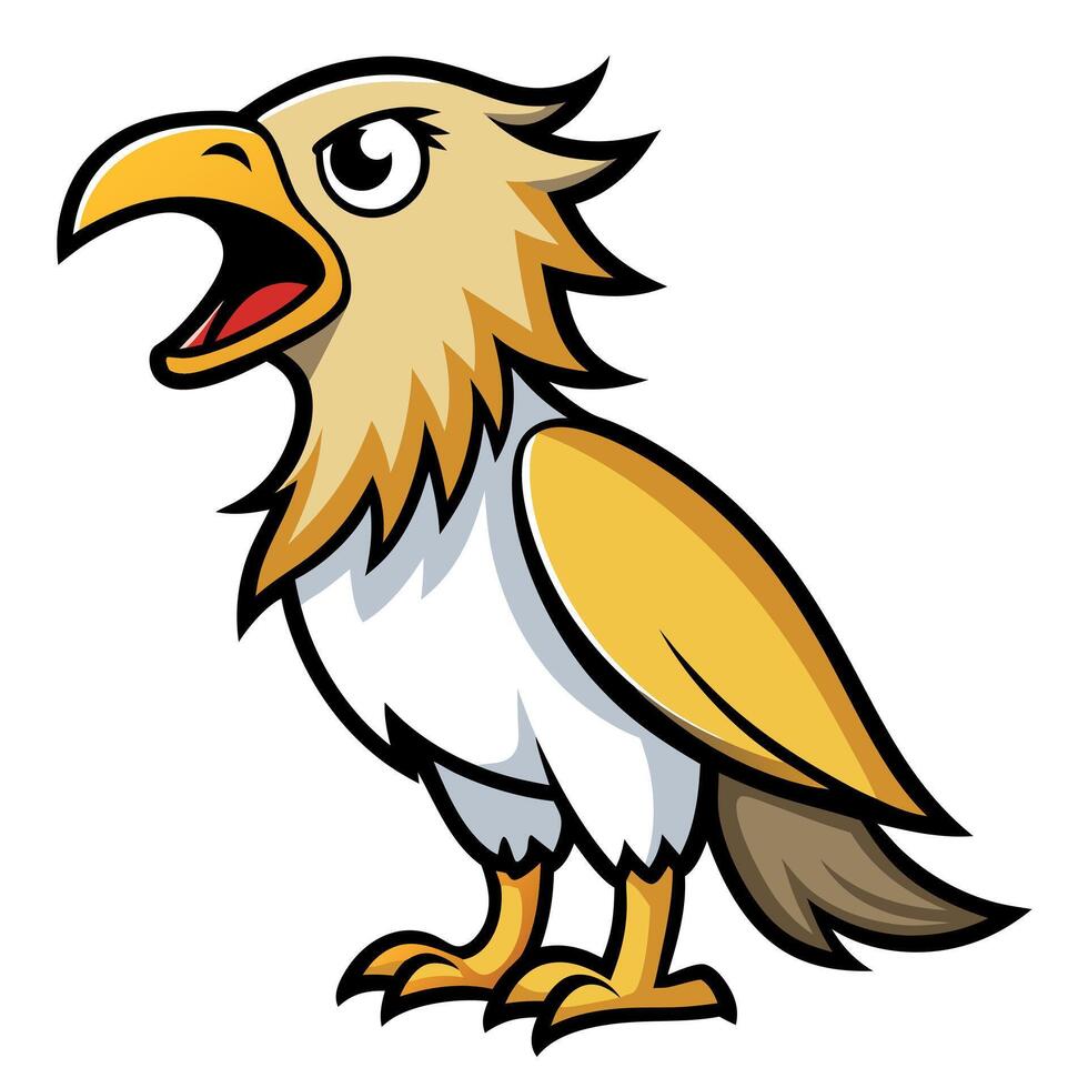 Egyptian Vulture bird speaks kawaii vector