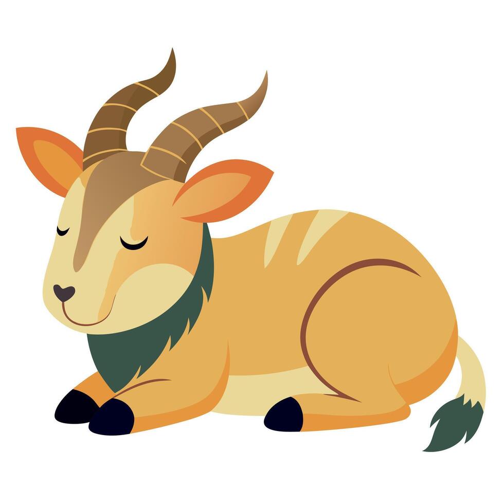 Eland goat sleeps kawaii vector