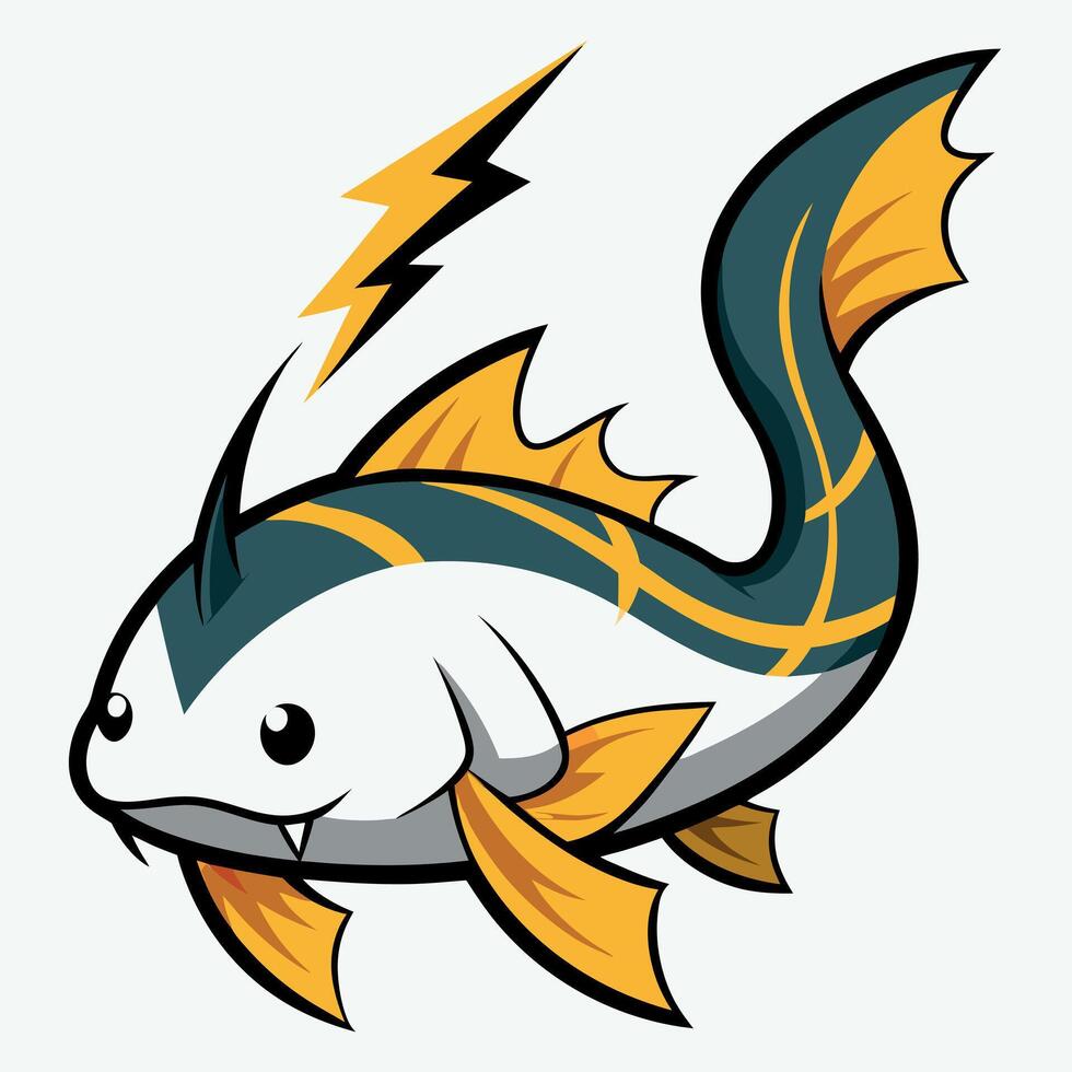 Electric Catfish fish knocks kawaii vector