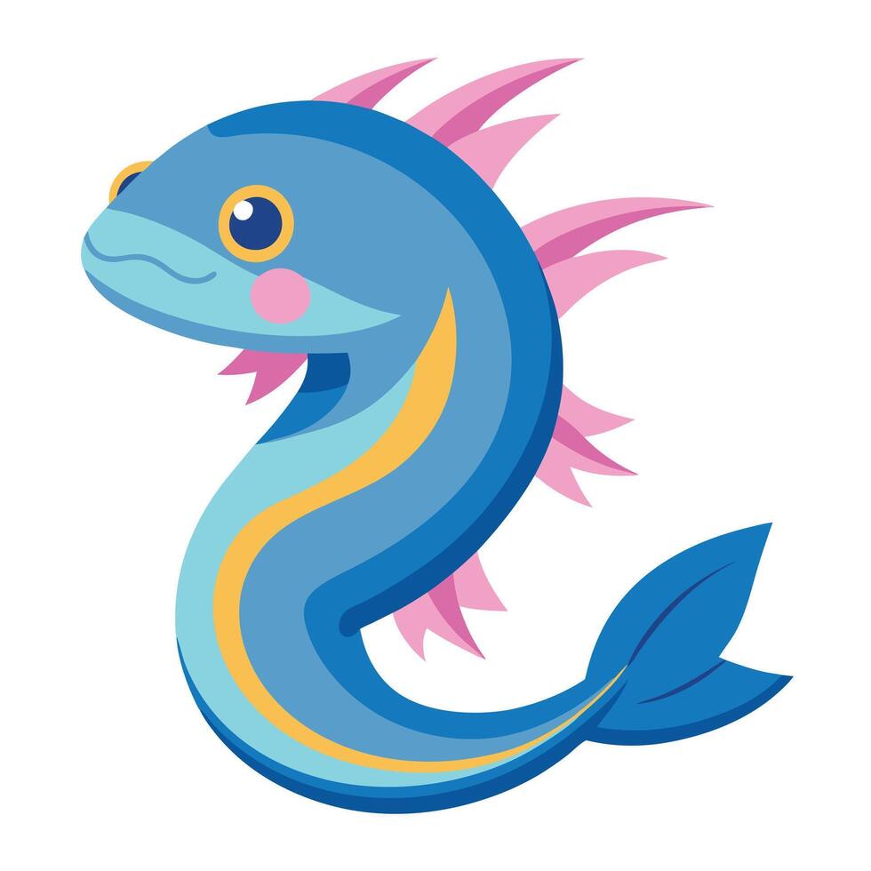 Electric Eel fish runs kawaii vector