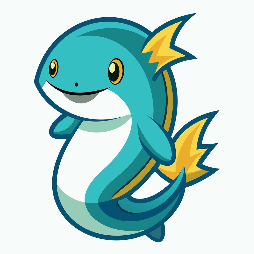 Electric Eel fish stands kawaii vector