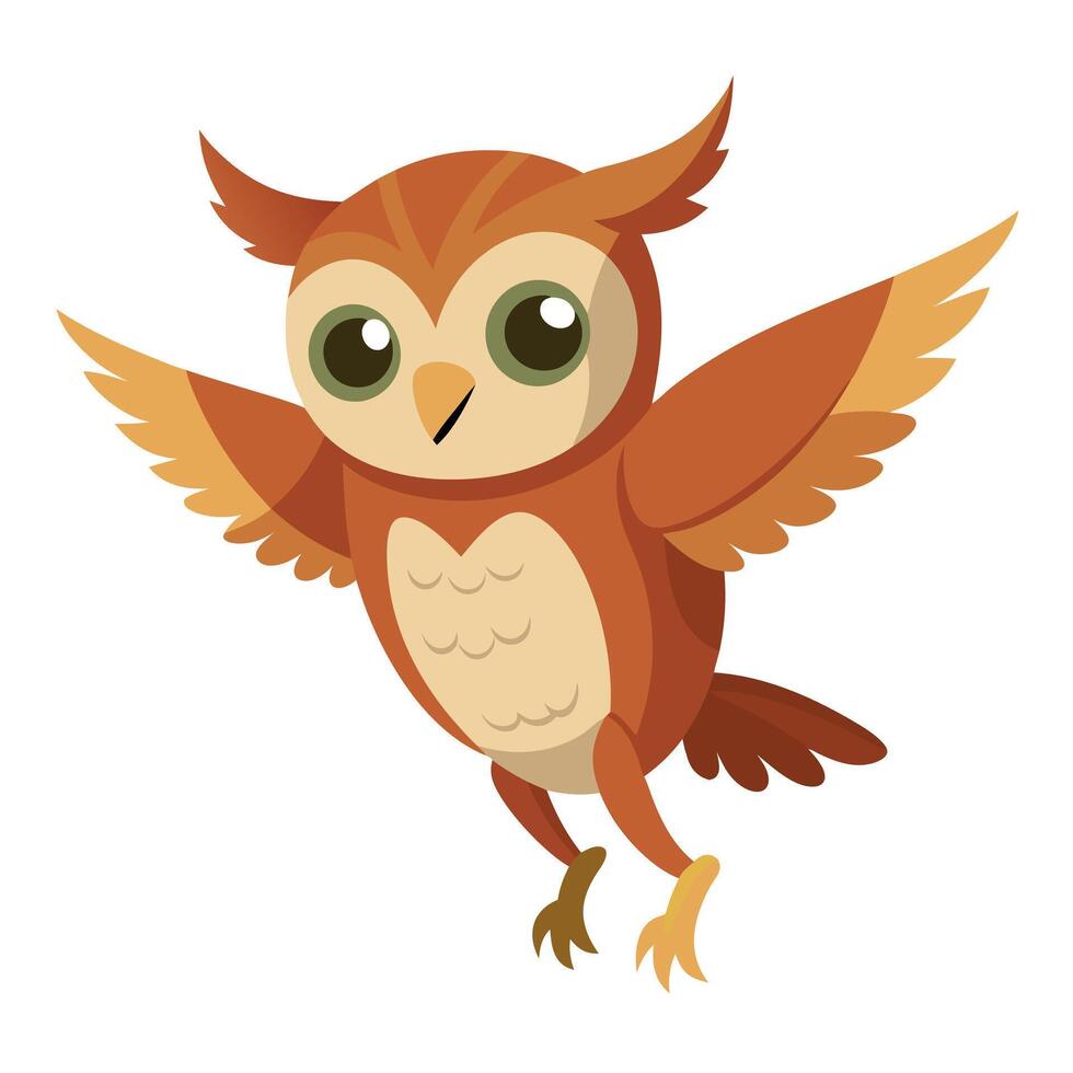 Elf Owl bird jumps kawaii vector