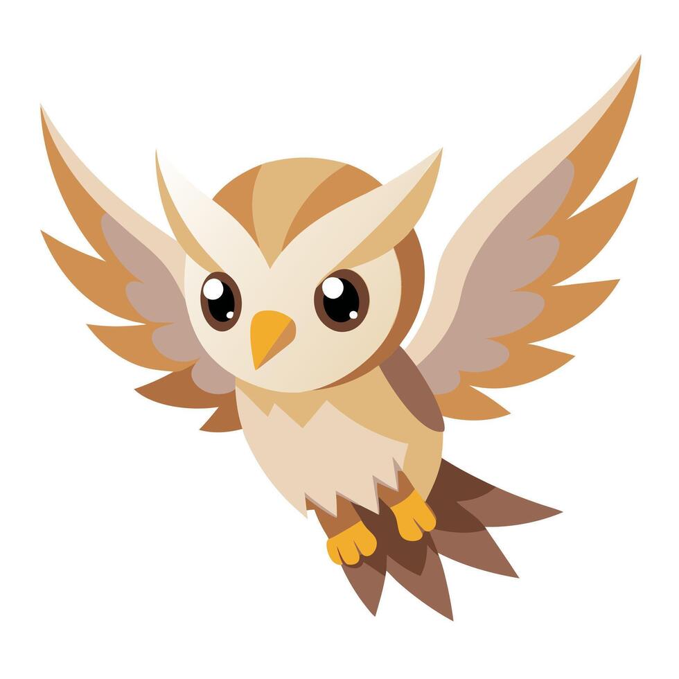 Elf Owl bird flies kawaii vector