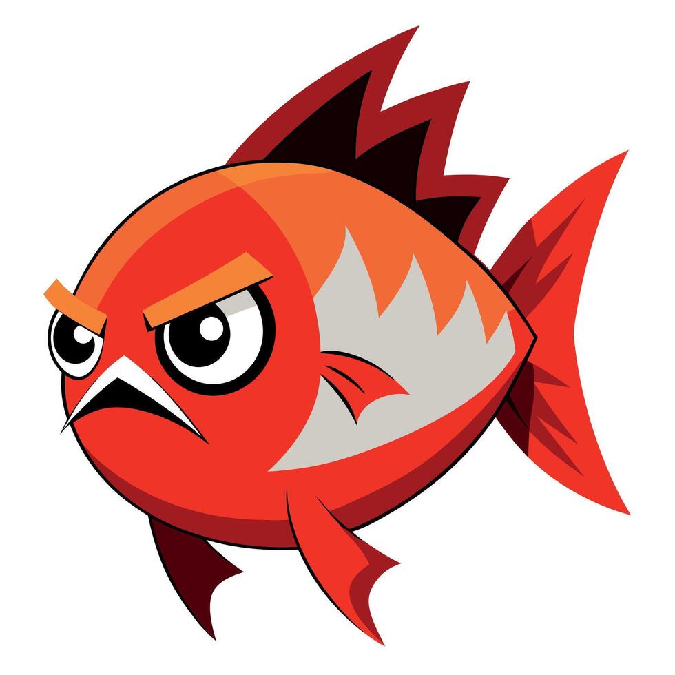 Ember Tetra fish angry kawaii vector